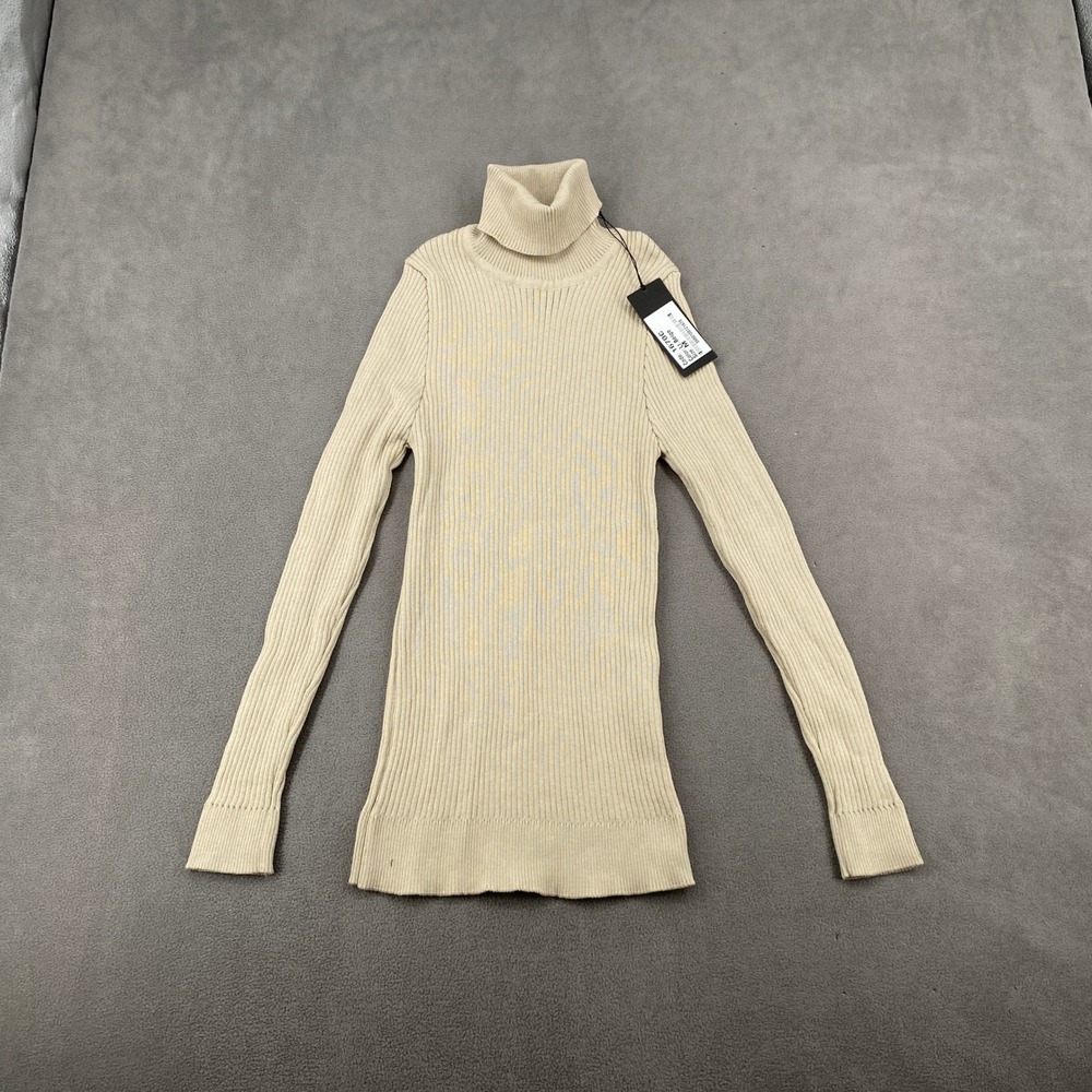 LCR Black Edition Ribbed Turtleneck Sweater Light Beige 1670C Mens Medium NWT